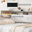 Twin Size Upholstered Daybed with Trundle, Storage Footstool, Shelves, USB Charging & LED Light, Grey-661133588-661133577