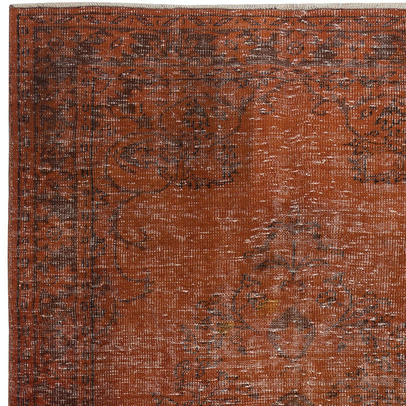 Tapis antibactérien fait à la main 5 x 9,3 pi. Tapis turc orange noué à la main