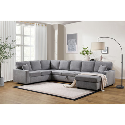 Canapé modulaire en chenille de 137 po de largeur avec méridienne Bonara Samara