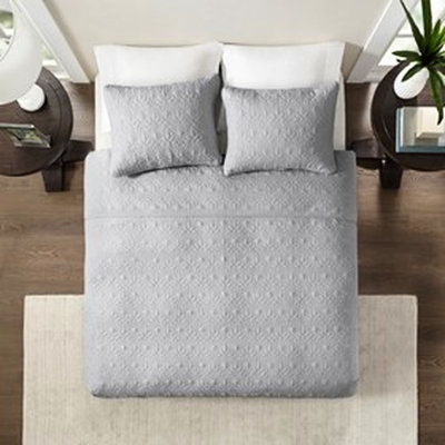 Courtepointe réversible grise pour lit très grand / très grand lit - rembourrage 100% microfibre de coton chaud pré-lavé de style maison de campagne, l'attrait visuel rehausse l'apparence de la chambre à coucher