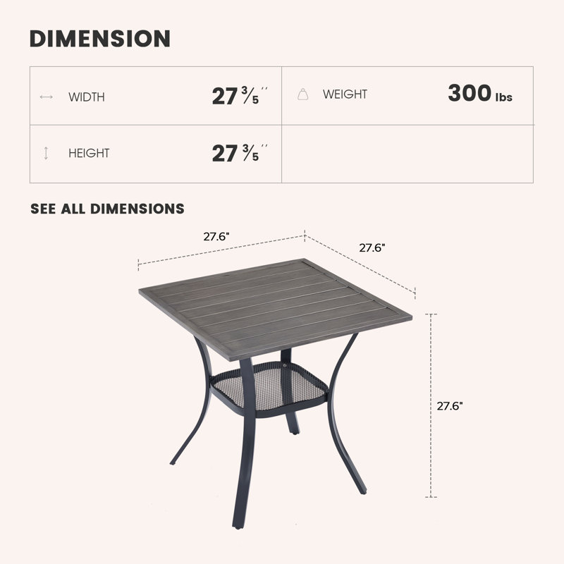 Hesson Outdoor Dining Table, Brush Wood Gray
