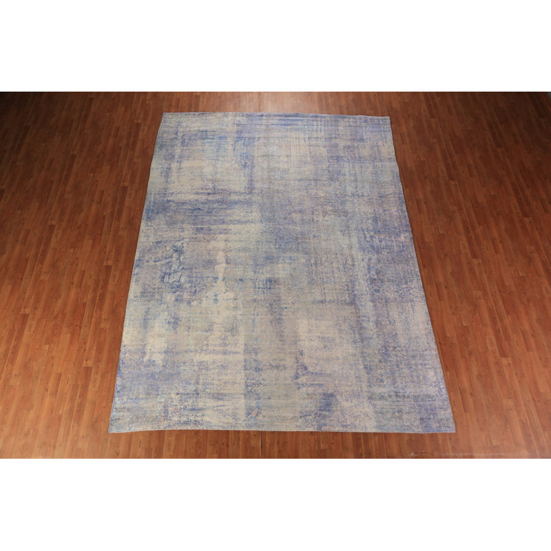 Tapis indien en laine fait à la main 9 x 12 po