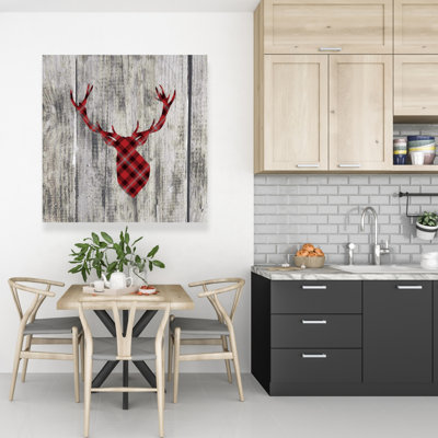 Wood and Deer Living Room Gray Canvas for Home Decor