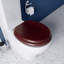 Flexi-Fix Wooden Toilet Seat - Adjustable Hinges with Top & Bottom Fixings Included and Rust Free Chrome Plated Hinge Covers, Antibacterial Treated Surface-175864498