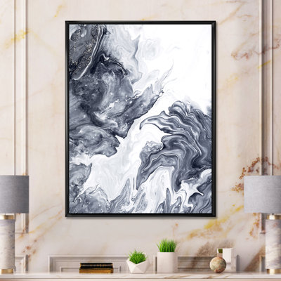 " Black And White Silver Creative Abstract " Painting Print