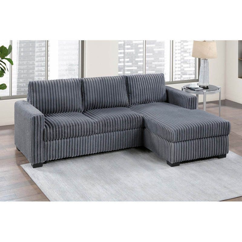 Canapé modulaire de style contemporain 2pc, Gris foncé