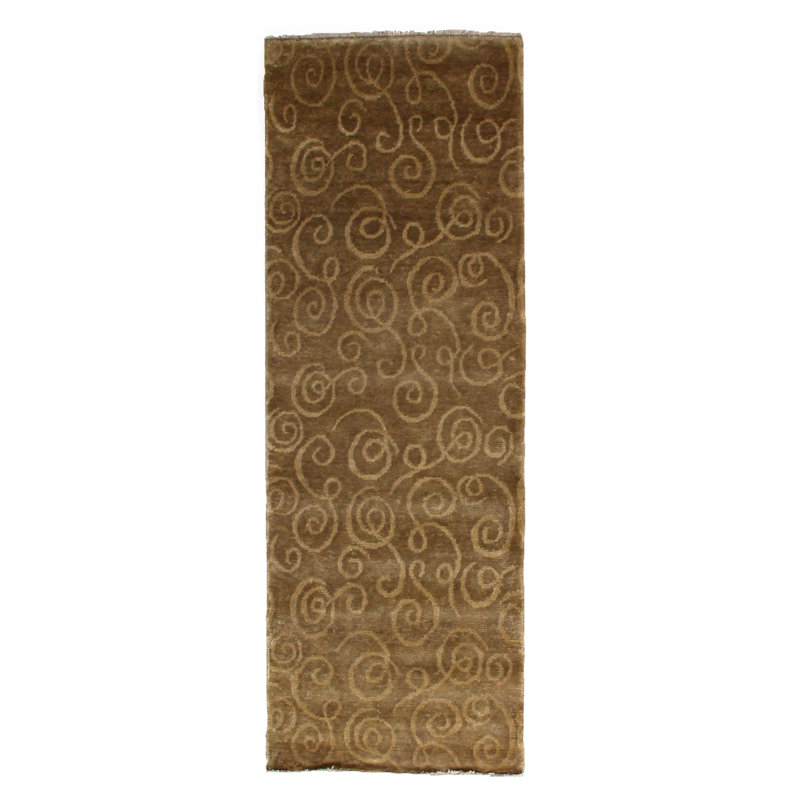 Metro Wool Abstract Area Rug in Brown/Beige, Runner 2'6" x 7'6"