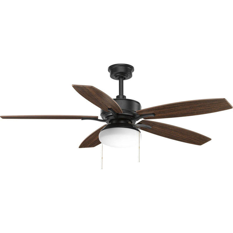 Billows 52'' Ceiling Fan with Light Kit, Black with Toasted Oak Blades