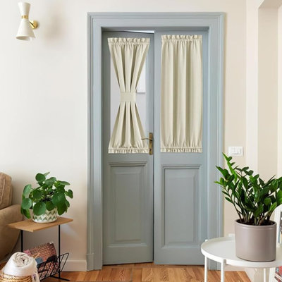 Rideaux occultant en lin NICETown, stores français élégants pour l'intimité, panneau de rideau facile à installer pour la fenêtre, rideaux courts pour la cuisine (beige, l 25 po x L 40 po, 1 panneau)