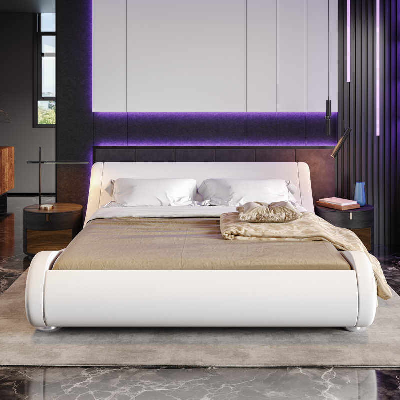 Sewilla Upholstered Platform Bed, White, King