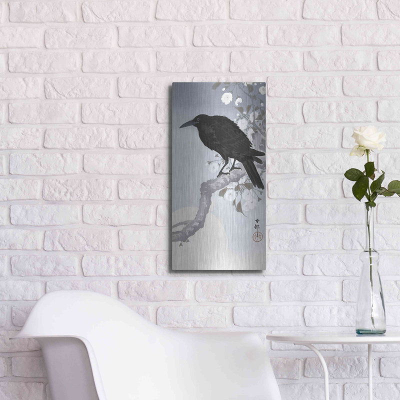 «Crow At Full Moon 19001930» par Ohara Koson, H 24 po x l 12 po x P 0,2 po