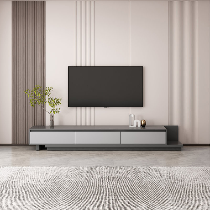 Meuble télé avec 3 tiroirs Gafton, Gris foncé / gris pâle