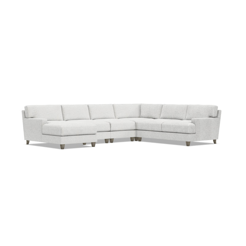 Bernhardt Mila 5-Piece Fabric Sectional, Left Hand Facing, White Polyester, 33.5" H x 137" W x 107" D
