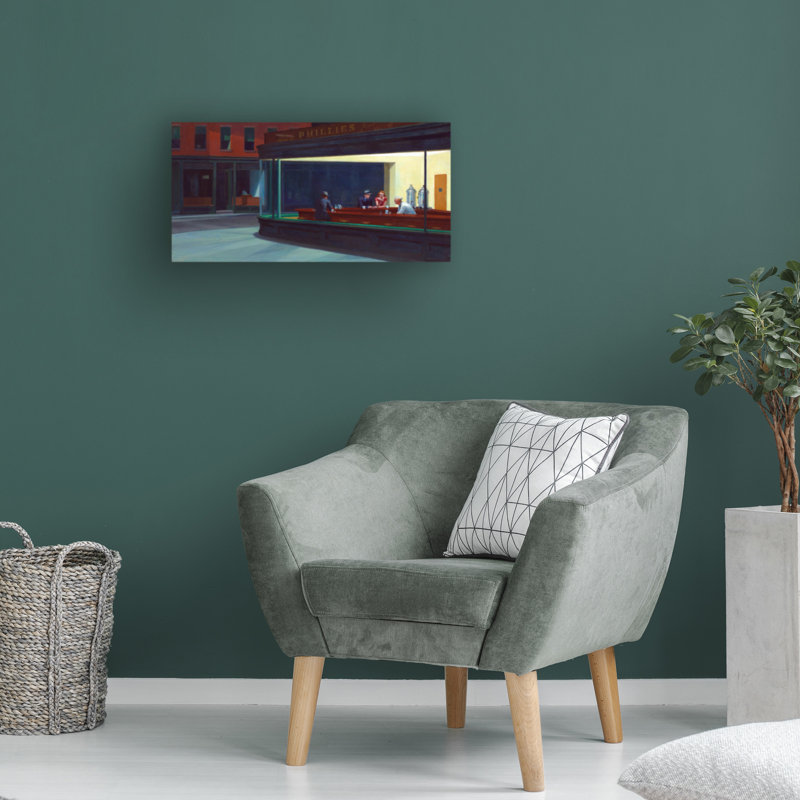 Trademark Fine Art Edward Hopper Nighthawks Canvas Wall Art - 16x32, 16" H x 32" W