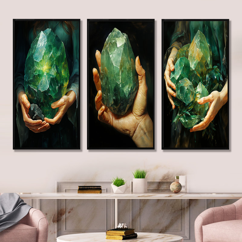 Émeraude Amazonite pierres, Aventurine guérissante - Pierre spirituelle, ensemble de 3 impressions d'art mural