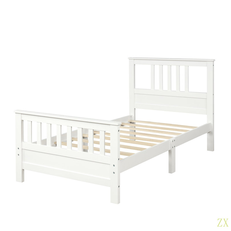 Lit plateforme en bois avec tête de lit et pied de lit, lit simple, Lit simple