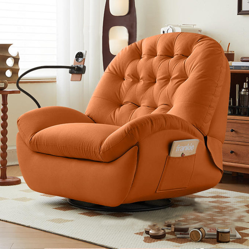 Nikaylah Faux Leather Recliner, Orange Faux Leather