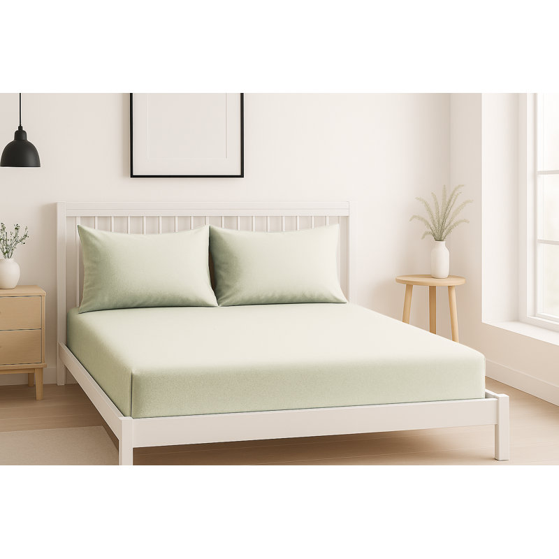 100% Cotton Machine Woven Fitted Sheet, Cream, Double (4'6)