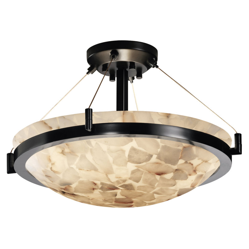 Plafonnier semi-encastré à 1 lumière DEL 21 po Garvyn, Noir mat