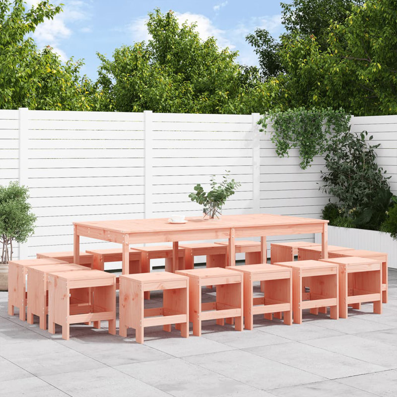 Schwaller 16 - Person Patio Dining Set with Rectangular Table, Natural Douglas