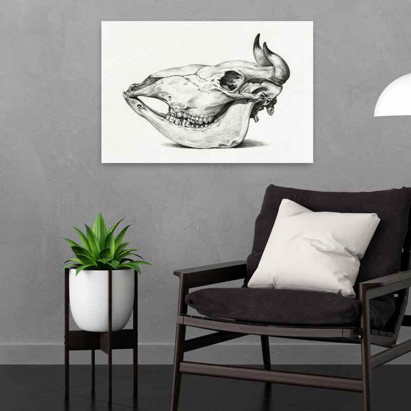 Crâne de vache, art mural rétro rétro, H 16 po x l 24 po