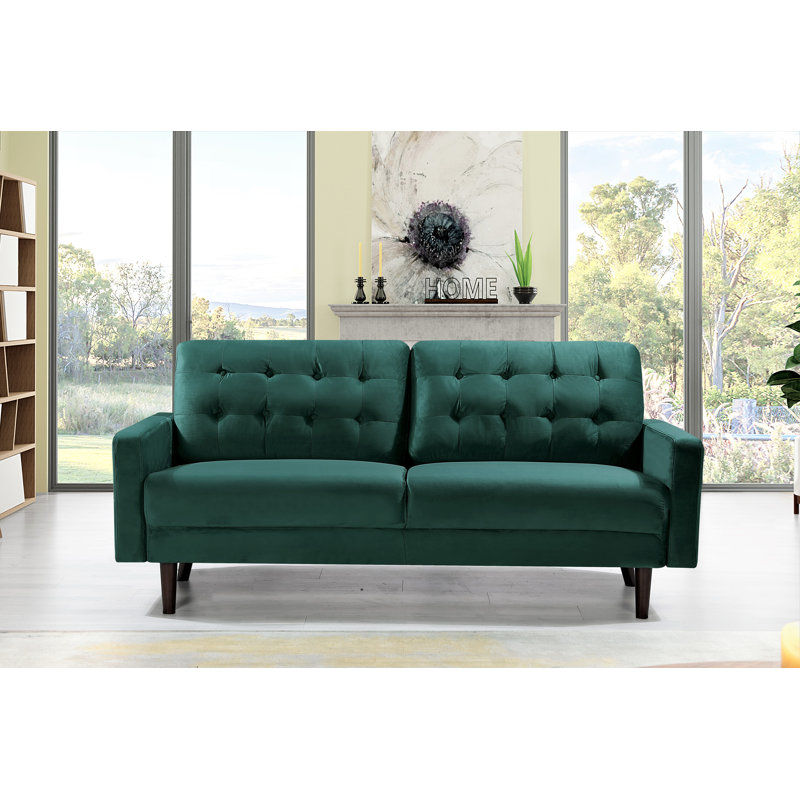 Brien 74.8'' Velvet Sofa, Green Velvet, 33"H x 75"W x 31"D
