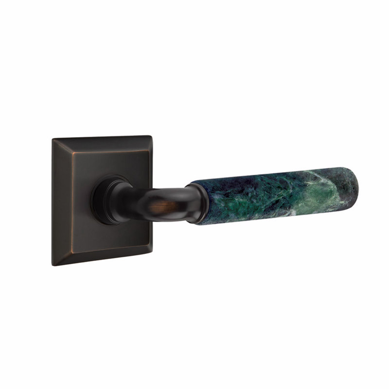 Ensemble de leviers de passage Emtek Select, rosette Quincy, tige R-Bar, poignée en marbre vert, l 6 po x L 6 po, Oui