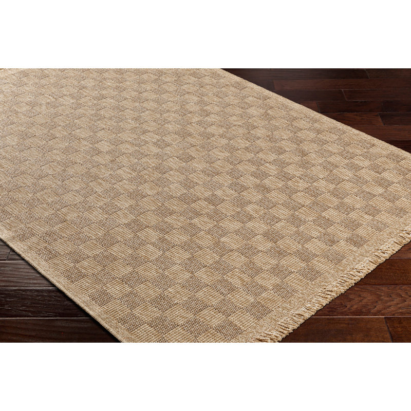 Outdoor Jute-Look Checkered Rug Tan/Brown_MGE2310, Runner 80 x 220 cm