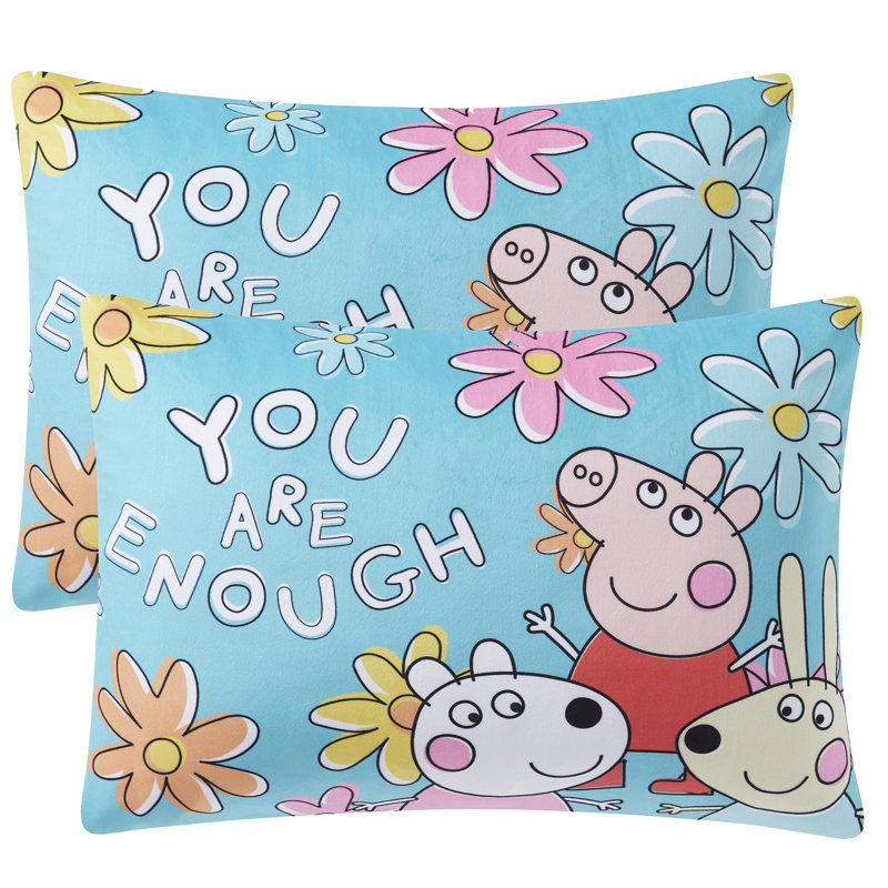 Peppa Pig Kids Bed Pillow Pack W/ Removable Pillowcase, 2-Pack