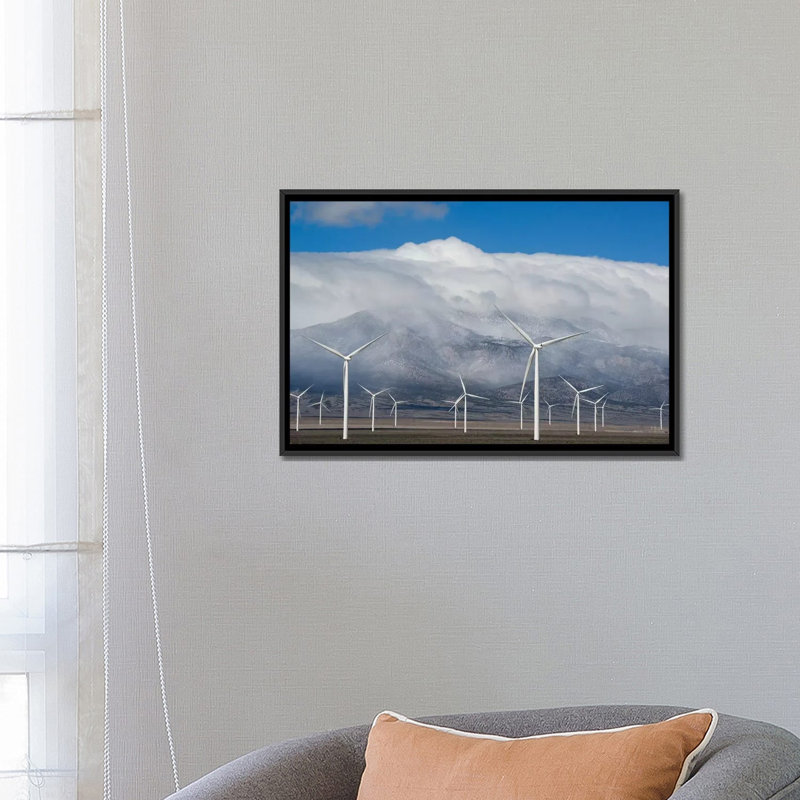 « wind turbines, schell creek range, nevada », impression sur toile, H 18 po x l 26 po x P 1,5 po, Toile avec cadre noir
