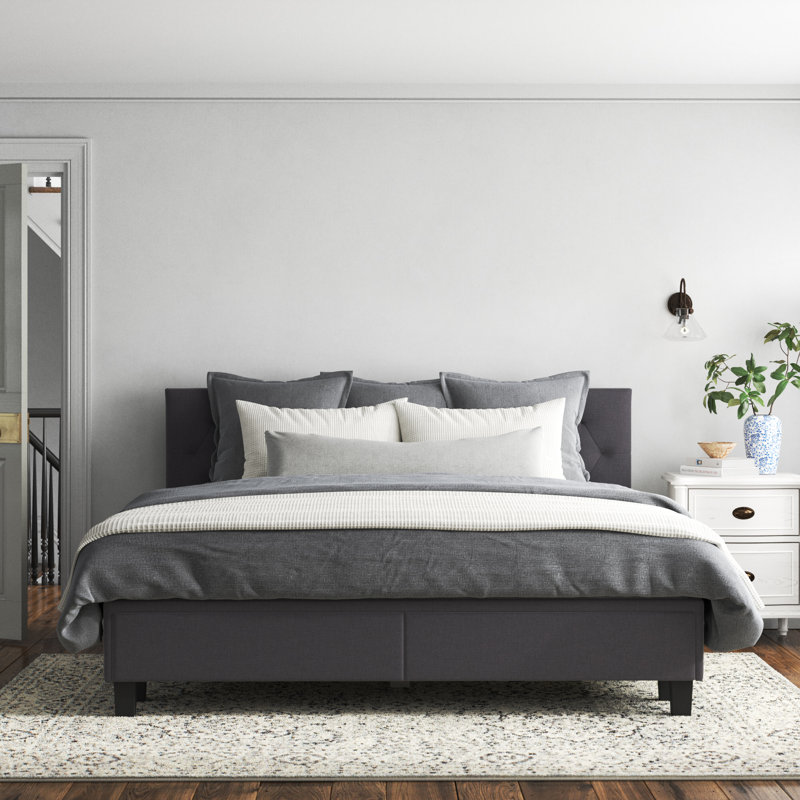Upholstered Storage Bed, King, Cream