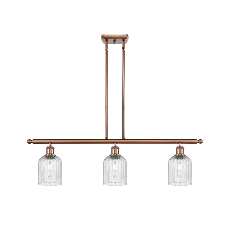 Luminaire suspendu pour îlot de cuisine 3 lumières Fiennes, Grainé, Cuivre antique