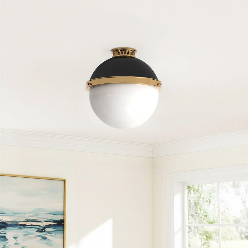 Adrianne Glass Flush Mount, Aged/Antique Distressed Bronze, 14" H x 14.75" W x 14.75" D