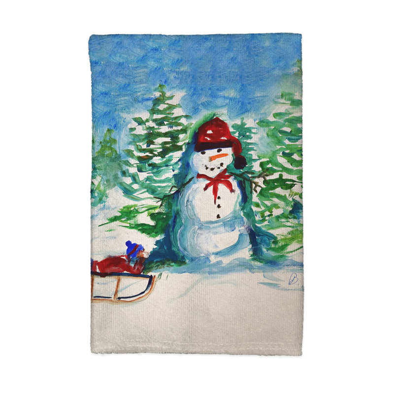 Linge à vaisselle bonhomme de neige et traîneau