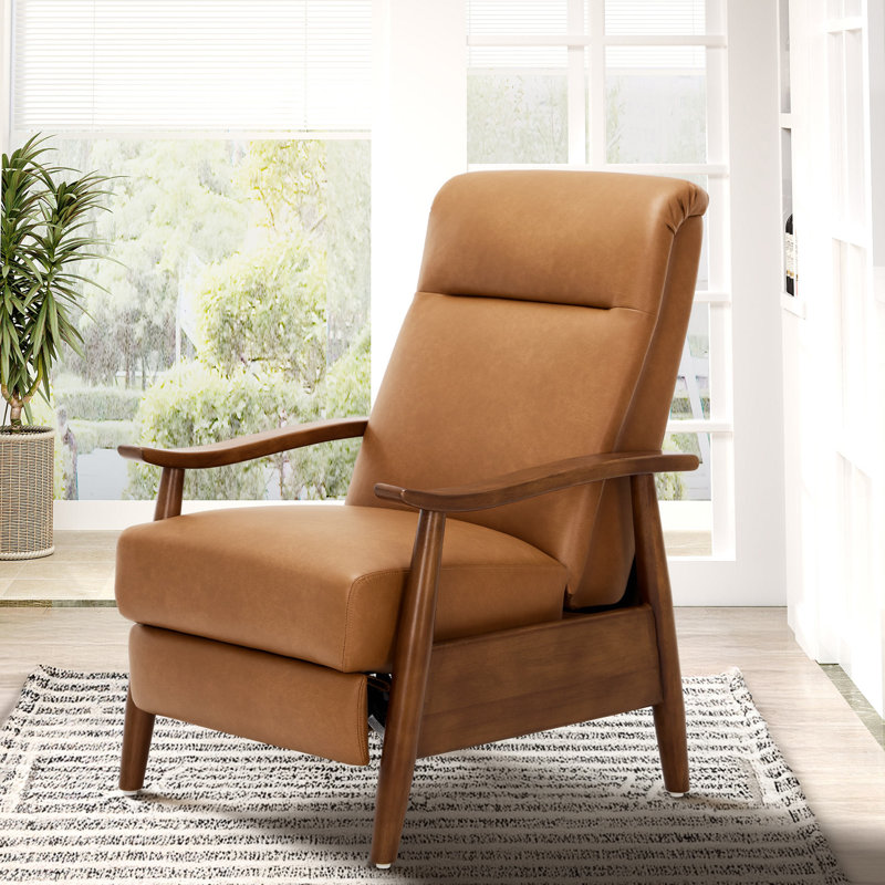 Penning Walnut Breathable Leather Push-Back Recliner, Brown