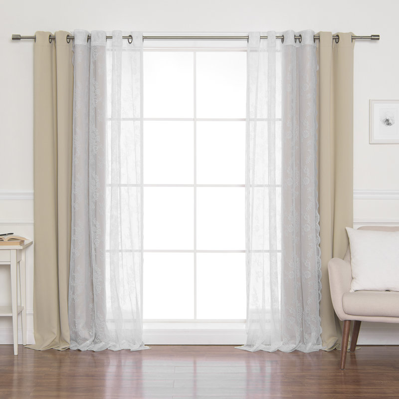 Evelina Room Darkening Curtain Panel Pair, Beige, 52" x 84"