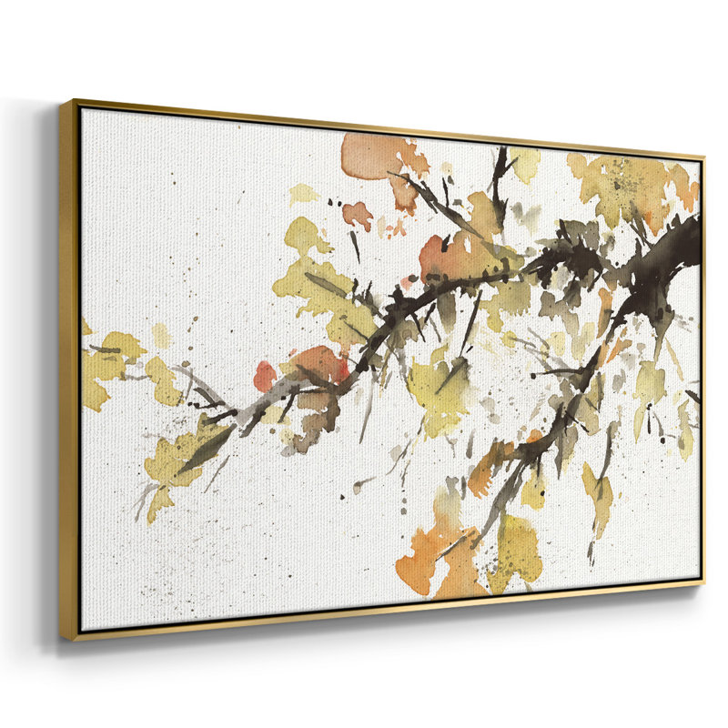 Branche d'arbre aquarelle II, H 25 po x l 37 po x P 2 po, Or