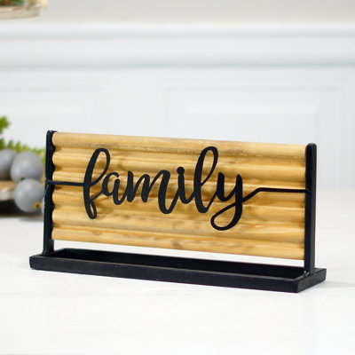 VIP Wood 12 in. Brown Family Table Top Sign