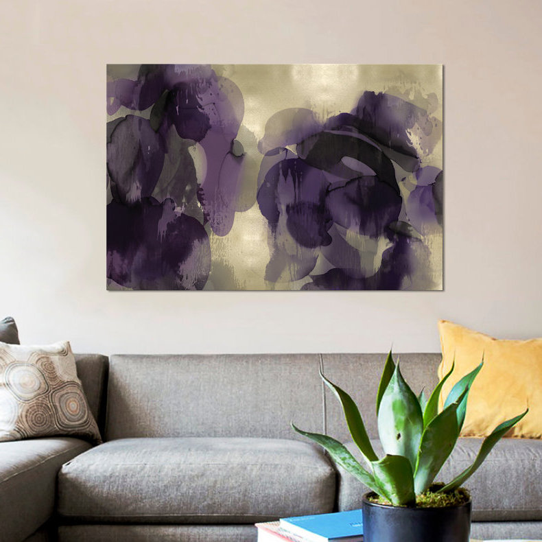 « cascade améthyste horizontal », impression sur toile, H 18 po x l 26 po x P 1,5 po, Toile avec cadre noir, Pas de tapis