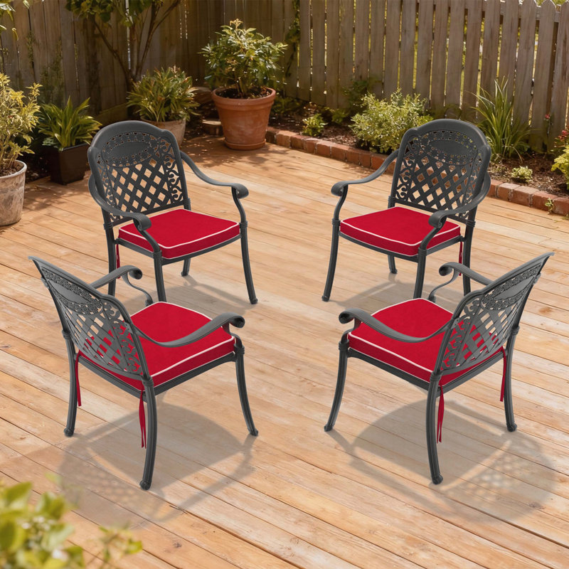 Ensemble de chaises de patio en aluminium coulé 4 pièces avec design empilable