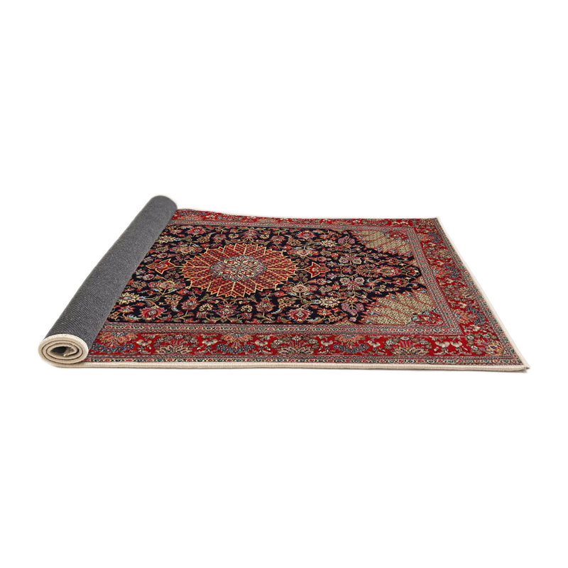 Tapis brun / rouge traditionnel Hugues, Rond 5 pi
