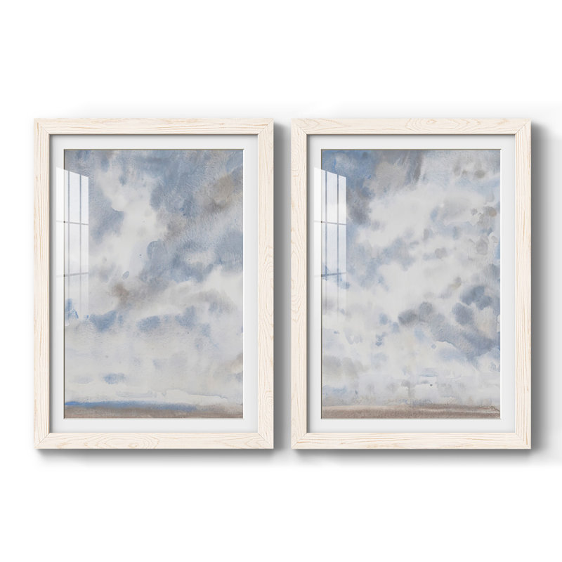 Bleu ciel III - reproduction encadrée de qualité supérieure - prête à être accrochée, H 27,5 po x l 75 po x P 1,5 po, Blanc