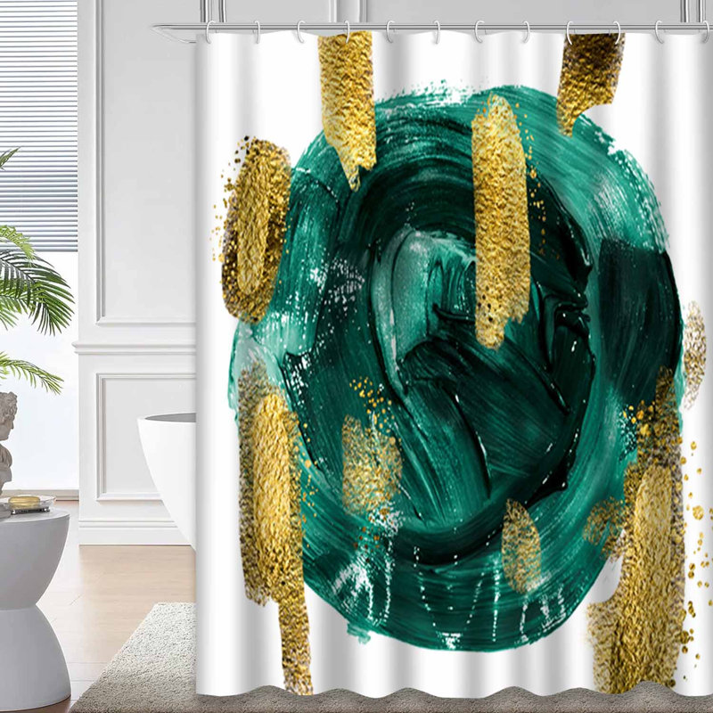 Rideau de douche imperméable doré, rideaux de douche pour la salle de bain avec 12 crochets, 72" L x 78" W