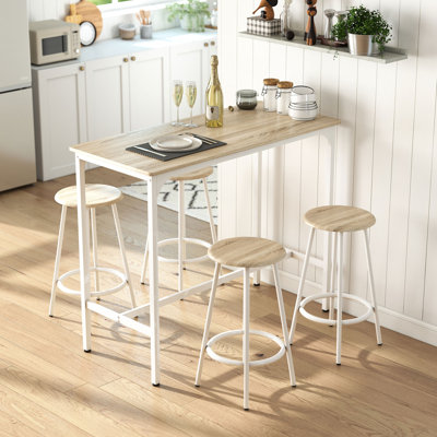 HOMCOM Breakfast 5 Piece Bar Table Set for 4 with Stools
