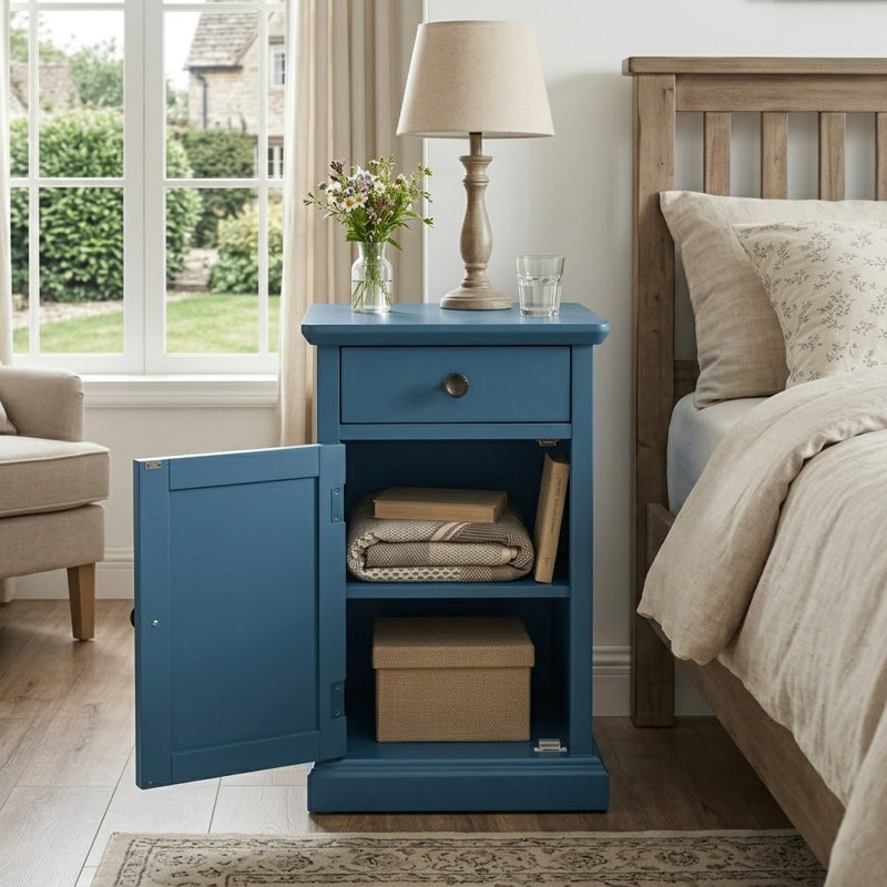Antwin 13.99'' W Solid Wood Nightstand, Antique Navy
