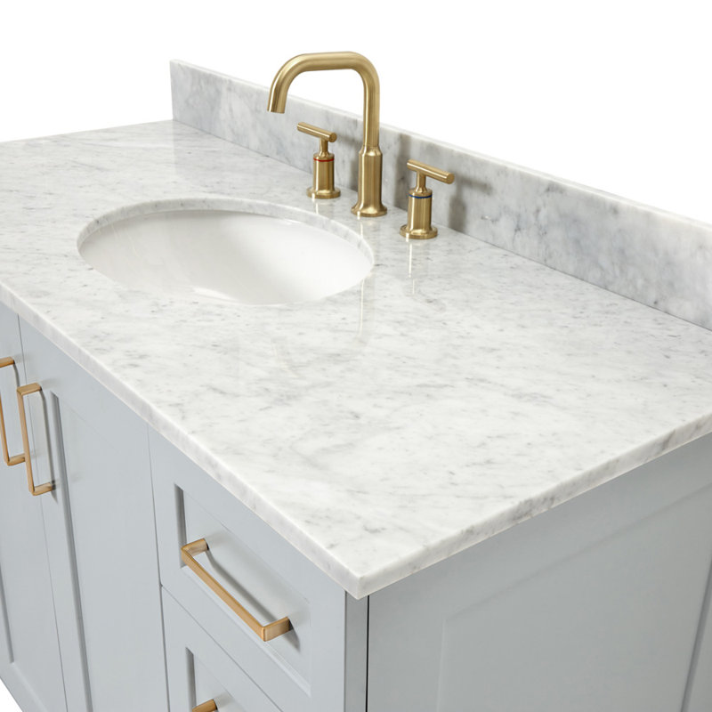 ARIEL TAYLOR 49 IN SINGLE RECTANGLE SINK VANITY, Oval, Gray, 54"