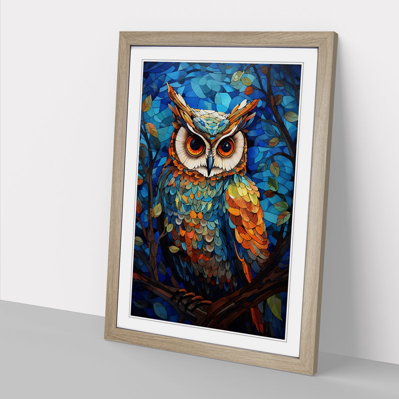 Owl Orphism - Framed Print, Oak Framed, 46cm H x 34cm W x 2" D