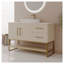 Meuble-lavabo autoportant moderne 47,2 po avec vasque en céramique, pieds en acier inoxydable doré et armoire de rangement