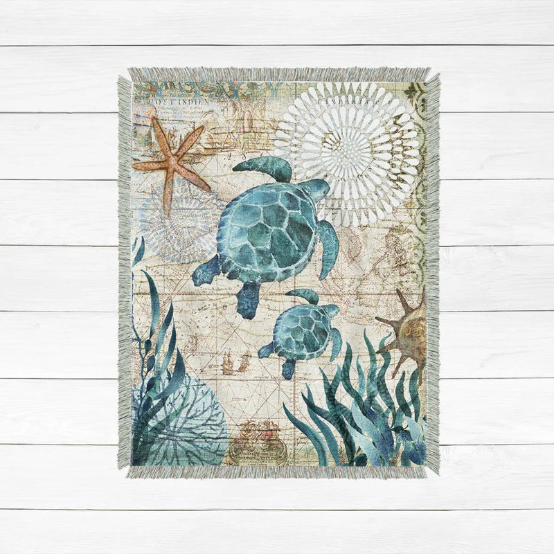 Bay Turtles Woven Throw Blanket, 50" W x 60" L