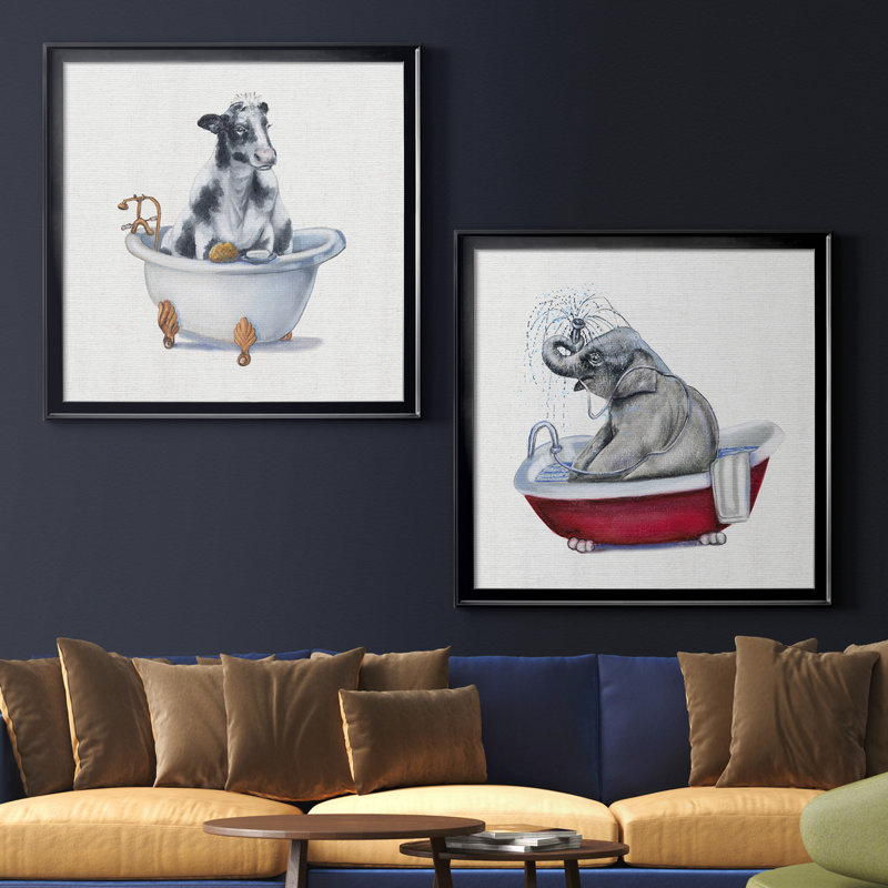 «Bathing Beauty I», ensemble de 2 reproductions d'art encadrées, Pas de tapis, H 34,5 po x l 69 po x P 1,5 po